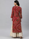 Ahika Women Red And Beige Bandhani Printed Straight Kurta