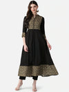 Ahika Women Black Beige Floral Printed Anarkali Kurta