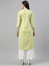 Ahika Women Green White Checked Kurta