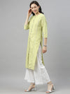 Ahika Women Green White Checked Kurta