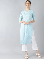 Ahika Women Blue Floral Printed Kurta 2