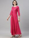 Ahika Women Pink Silve Toned Printed Kurta