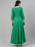 Ahika Women Green Embroidered Kurta