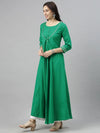 Ahika Women Green Embroidered Kurta