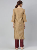 Ahika Women Beige Striped Kurta