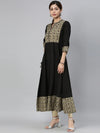 Ahika Women Black Beige Floral Printed Kurta