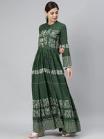 Ahika Women Olive Green Floral Printed Kurta