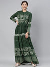 Ahika Women Olive Green Floral Printed Kurta