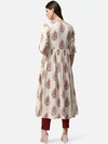 Ahika Women Cotton Beige Ethnic Motifs Printed A Line Kurti