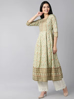 Ahika Women Green Floral Printed Anarkali Kurta