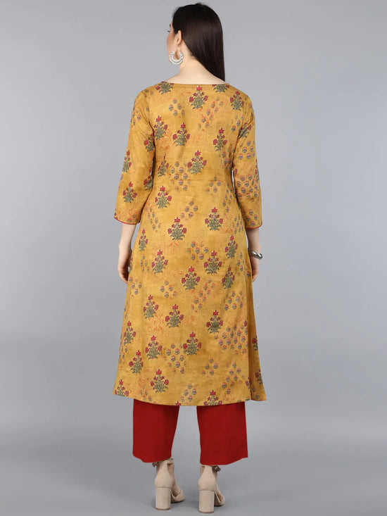 Ahika Women Mustard Ethnic Motifs Solid Kurtas