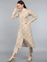 Ahika Women Beige Quirky Solid Kurtas