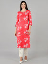 Ahika Women Pink Floral Kurtas