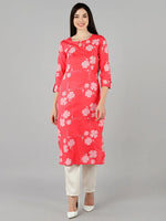 Ahika Women Pink Floral Kurtas