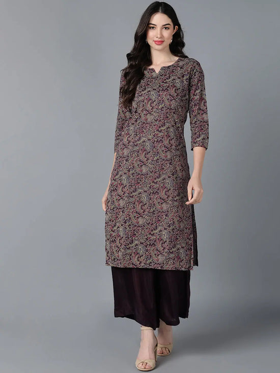 Ahika Women Purple Cotton Printed Kurtas