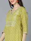 Ahika Women Yellow Cotton Striped Kurtas