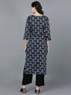 Ahika Women Cotton Navy Blue Printed Kurtas 1