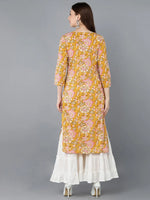 Ahika Women Mustard Cotton Floral Printed