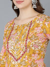 Ahika Women Mustard Cotton Floral Printed