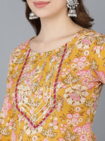 Ahika Women Mustard Cotton Floral Printed