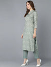 Ahika Women Green Cotton Printed Kurta