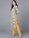 Ahika Women Cotton Grey Printed Kurtas