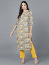 Ahika Women Cotton Grey Printed Kurtas