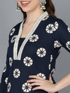 Ahika Women Navy Blue Cotton Floral Printed