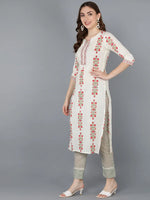 Ahika Women Off White Cotton Ethnic Motifs