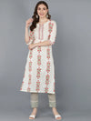 Ahika Women Off White Cotton Ethnic Motifs