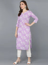 Ahika Women Lavender Cotton Floral Printed