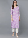 Ahika Women Lavender Cotton Floral Printed