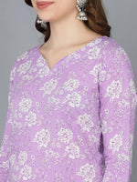 Ahika Women Lavender Cotton Floral Printed