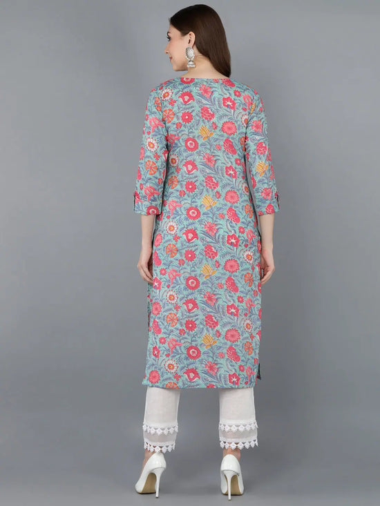 Ahika Women Blue Cotton Floral Printed 4