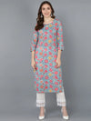 Ahika Women Blue Cotton Floral Printed 4