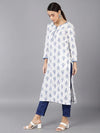 Ahika Women White Cotton Geometric Printed Kurtas