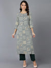 Ahika Women Grey Cotton Geometric Printed Kurtas 1