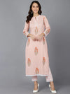 Ahika Women Pink Cotton Floral Printed Kurtas 1