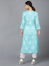 Ahika Women Blue Cotton Paisley Printed Kurtas