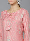 Ahika Women Pink Cotton Ethnic Motifs Printed Kurtas 1