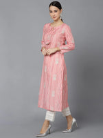 Ahika Women Pink Cotton Ethnic Motifs Printed Kurtas 1