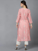 Ahika Women Pink Cotton Ethnic Motifs Printed Kurtas 1