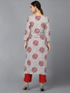 Ahika Women Grey Cotton Ethnic Motifs Printed Kurtas