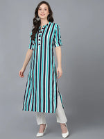 Ahika Women Multi Cotton Striped Printed Kurtas