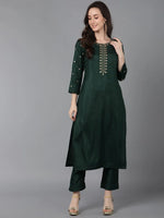 Ahika Women Teal Silk Yoke Design Kurta