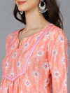 Ahika Women Peach Coloured White Ethnic Motifs Printed Kurta