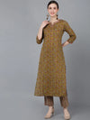 Ahika Women Mustard Cotton Printed Kurta