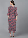 Ahika Women Mauve Cotton Geometric Printed Kurta 1