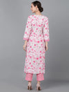 Ahika Women Pink Silk Floral Printed Kurta