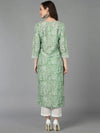 Ahika Women Green Silk Geometric Printed